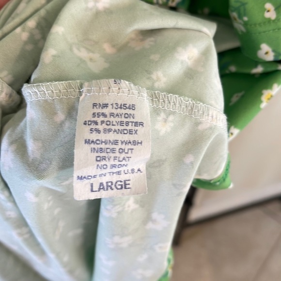 Melissa Masse Green Floral Print Swing Dress Size Large NWT - Picture 10 of 12